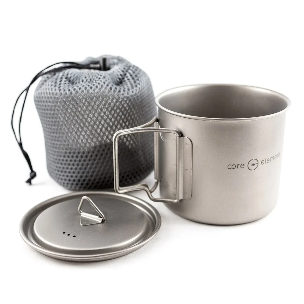 100% Titanium Cookware Set of 2 Mug 18oz 550ml Cup Mug Ultralight with Pouch